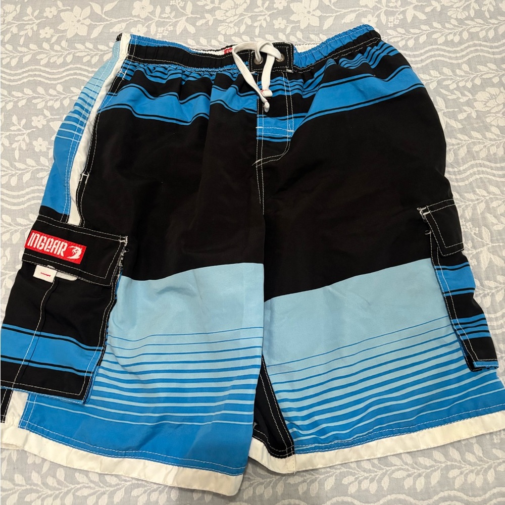 Ingear Black and Blue Athletic Shorts with Quick-Dry Fabric